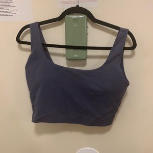 Blue Workout Crop Top Sports Bra